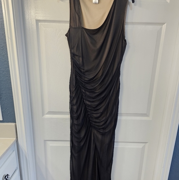 NWT DKNY Asymmetric Neck Sleaveless Shimmer Sheath Dress Size 10 Brown & Tan - Picture 7 of 12